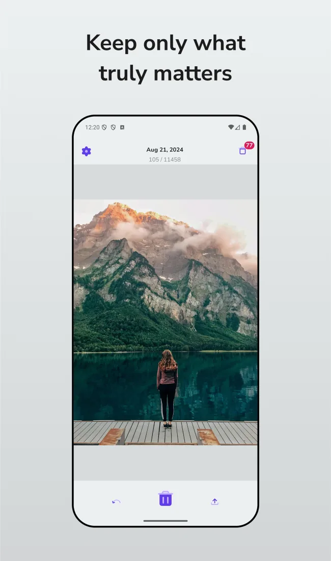 Memories mode showing a photo the user can keep